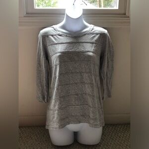 Christopher & Banks Gray Three Quarter Length Sleeve Top with Studded Accents